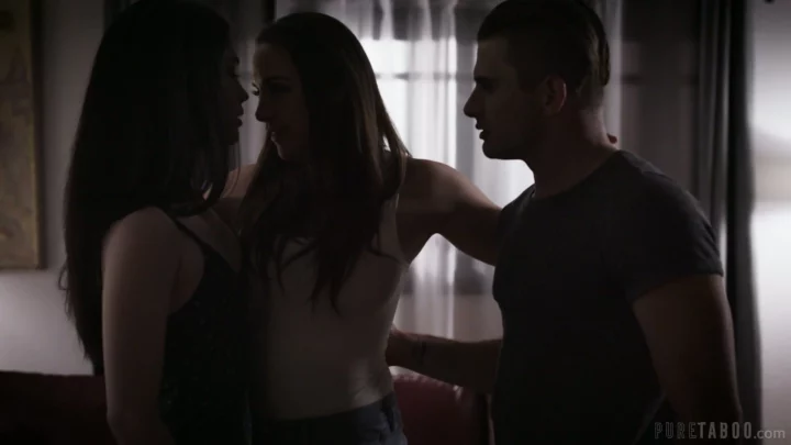 Screenshot 7 from Xinyi Threesome Creampie — Busty Mom Tempted Into Blowjob Orgy with Son and Daughter