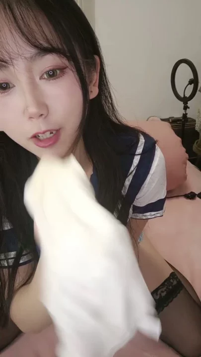 Screenshot 4 from Yaoyao Chinese Livestream Solo — Black Stockings and Sailor Top Tease