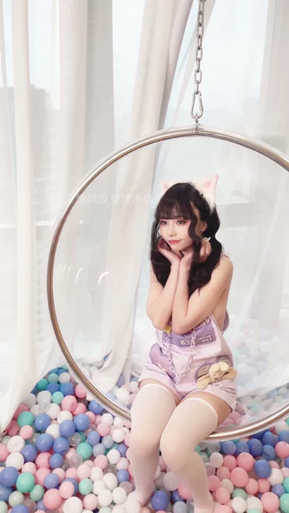 Screenshot 2 from Japanese Solo Tease — Mimi’s Censored Lingerie Strip in Bubble Chair